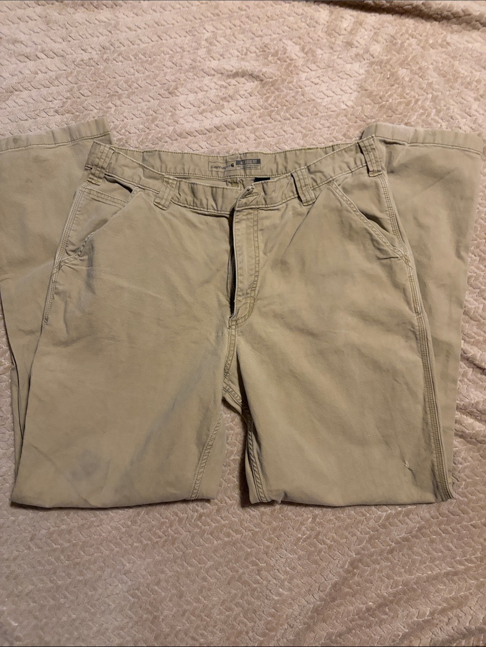 Carhartt Men's Khaki Work Pants- Light Tan